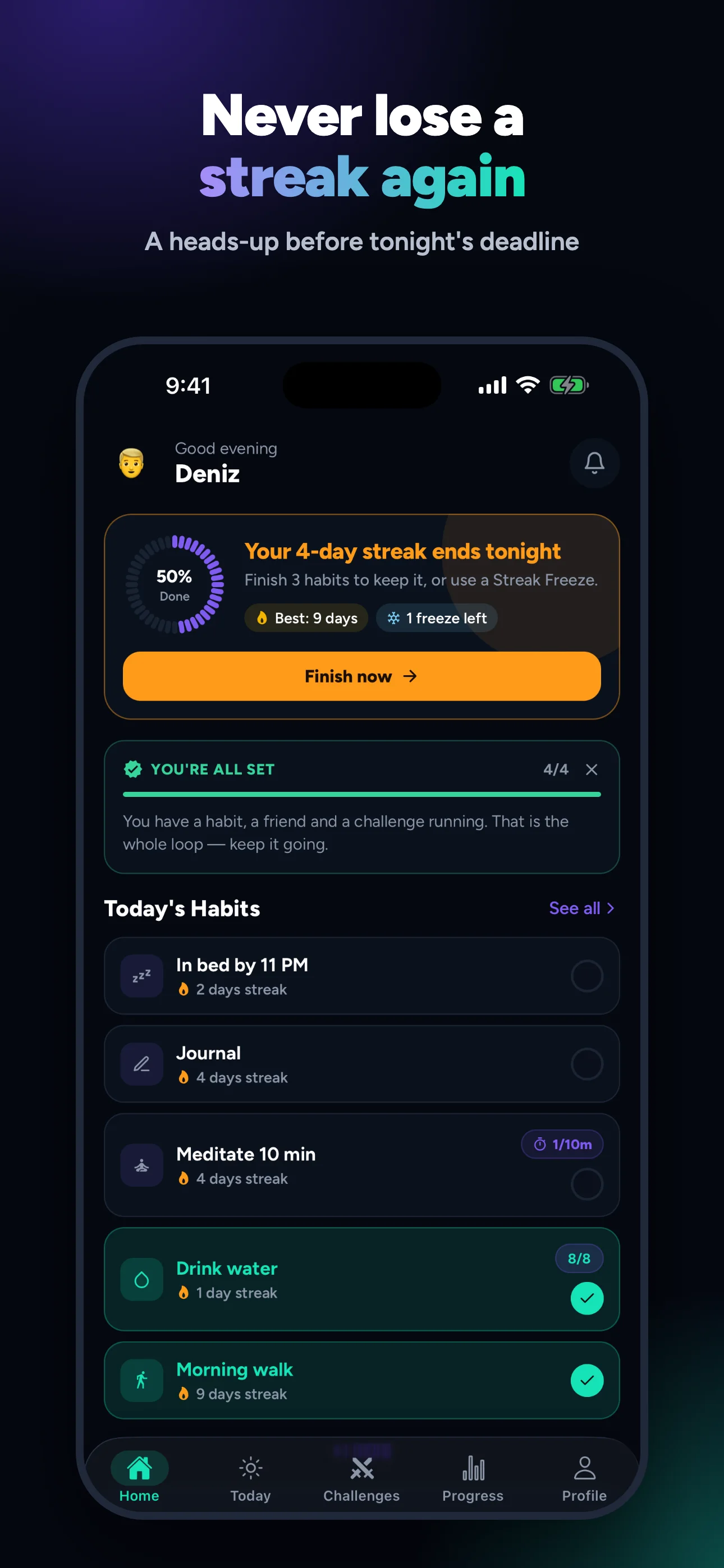 Daily habits and check-ins in Habitarian